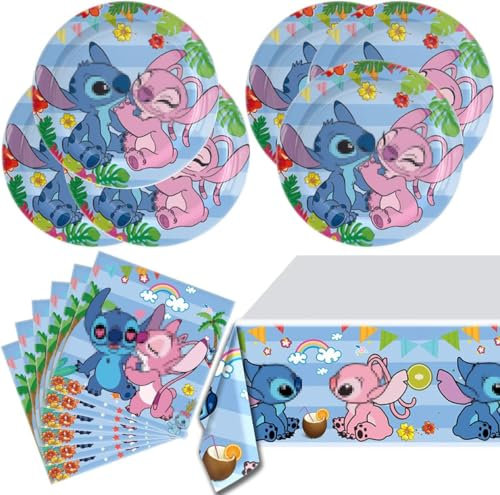 Party Geschirr, Partygeschirr Geburtstag, Partygeschirr, Geburtstag Party Geschirr Set, Tischdecke, 20pcs Teller, 20pcs Servietten, für Geburtstag Party Deko