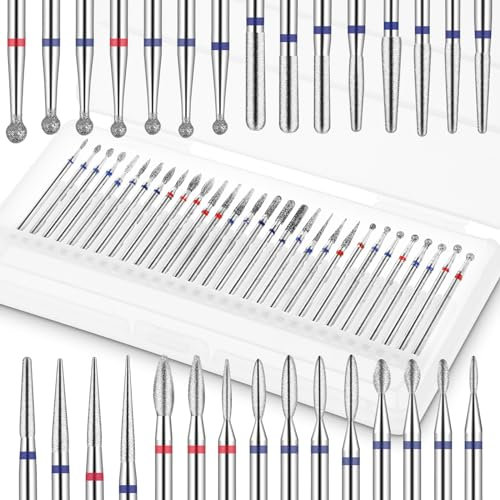 Cobee Lot de 30 forets à ongles en carbure de tungstène de 3/32 - Embouts de sécurité pour coupe-ongles électrique - Outil professionnel pour ongles en gel acrylique - Fournitures de manucure