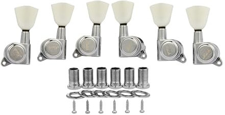 Gitarren-Stimmgeräte mit 3 pro Seite, verriegelbar, 18:1, mit cremefarbenem Keystone-Griff, für LP/Les Paul/SG/ES oder Akustikgitarren, Chrom