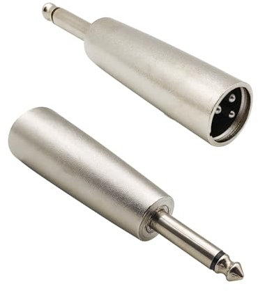 iYueMps 2 connettori da XLR a jack mono da 6,35 mm a 3 pin da XLR a 6,35 mm, adattatori XLR maschio a jack mono maschio da 6,35 mm