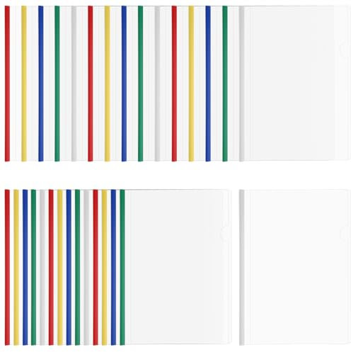 YUENPUN 30 PCS Translucent Report Covers with Sliding Bar, Plastic Slide Binder File Folder, A4 Clear Document Covers for Home, School, Office, 30.5 x 21.3cm