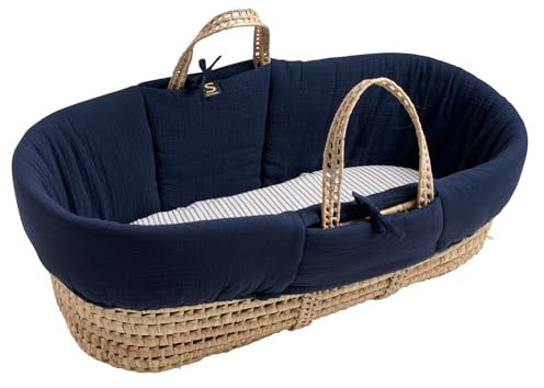 Sauthon Couffin bébé en Fibres Naturelles avec Habillage Tissu