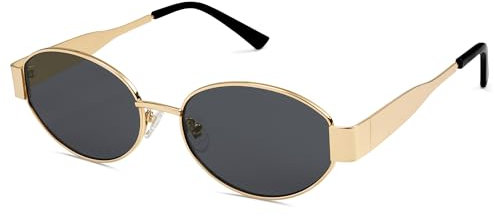SOJOS Occhiali da sole Donna Uomo Retrò Ovale Metallo Classici Protezione UV400 Occhiali da sole SJ1217