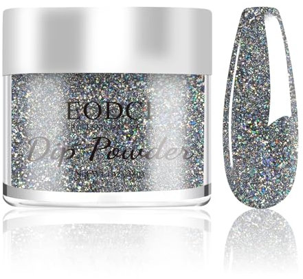 EODCI Nagel Dipping Powder, 1 Oz Nagel Pulver Silber Glitzerndes Nail Dipping Nagel Dip Pulver,French Nagelpuder für Anfänger Home DIY Nail Art System