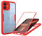 Draamvol for iPhone X Case iPhone XS Case Built-in Screen Protector Clear Silicone Bumper Cover Shockproof 360°Full Body Drop Protection Transparent Cover for iPhone X/XS Phone Case, Red