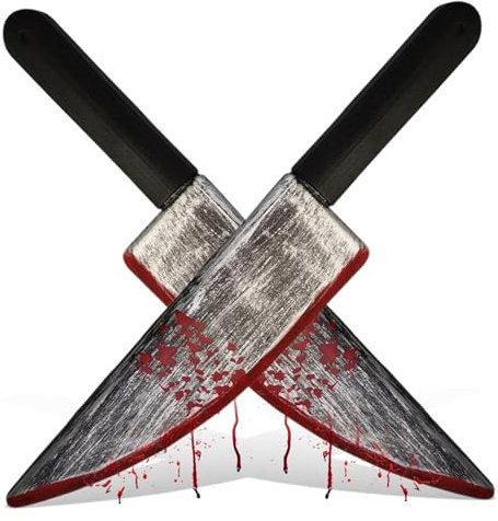 Couteau d'Halloween 2pcs Faux sanglants réalistes Couteau en plastique 15x3 pouces Couteau de pochette à main le couteau de jouet décoratif pour la fête, la farce, le cosplay, les décorations.