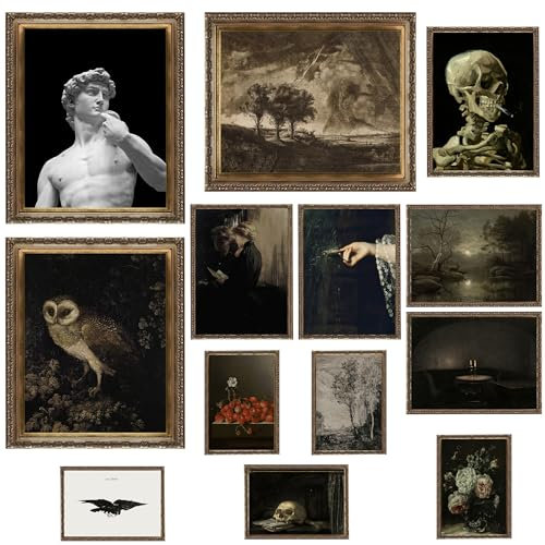 BAYKUL Dark Academia Raumdekoration, Gothic-Heimdekoration, Halloween-Dekoration, viktorianisches Dekor, Hexengalerie, Wandkunst für Schlafsaal, Schlafzimmer (ungerahmt) (Dark Academia)
