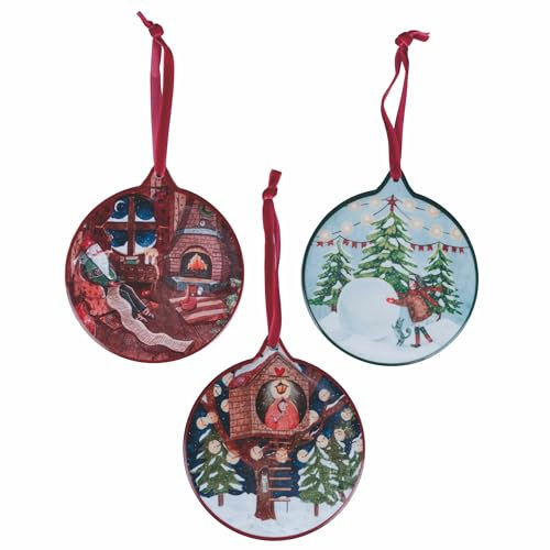 Xmas Vintage Keramikfliesen mit Korkboden, klein, 6 Stück