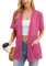 PrinStory Cardigan da donna leggero a maniche corte cardigan estivo da donna con tasca causale aperto frontale scollo a V capispalla, A Rosa, XL