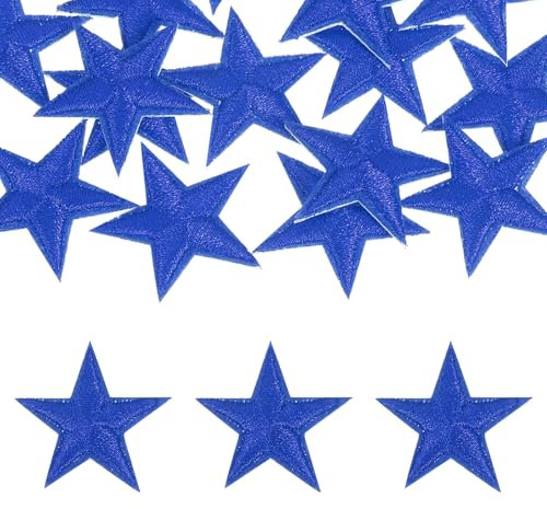 sourcing map 16Pcs Iron on Star Patches, Sew on Star Embroidered Patches, Decorative Repair Patch Applique for DIY Crafts Backpacks Bags Hats Clothes, 29mm Blue