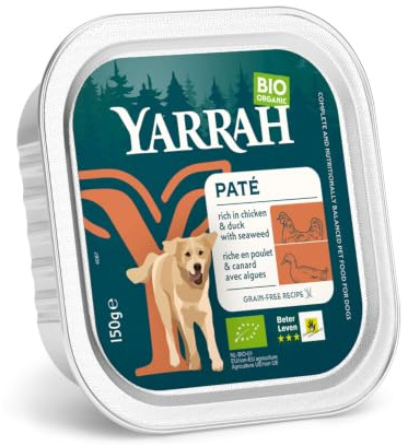 Yarrah Dog Food Paté Nassfutter, Huhn & Ente, getreidefrei, 150g