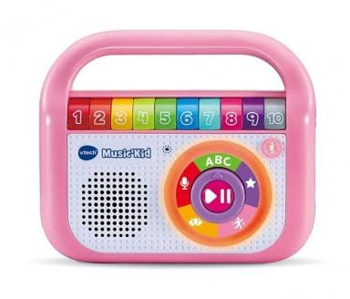 Baladeur Musical Music Kid Rose 40 chansons, Version française - Enceinte Lumineuse - Bebe, Enfant 2/6 Ans - Set Lecteur Musique et Carte