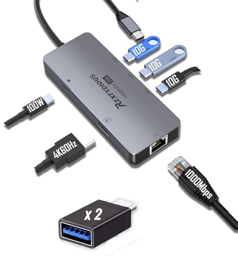 REXFYDIOUS 4K 60Hz 10 Gbps USB C HUB Splitter Verteiler 1 zu 4 USB C Port, 100W PD für MacBook M1/M2, Windows, Android und USB Typ C Gerate (Black USB 3.0 Female Adater x2)