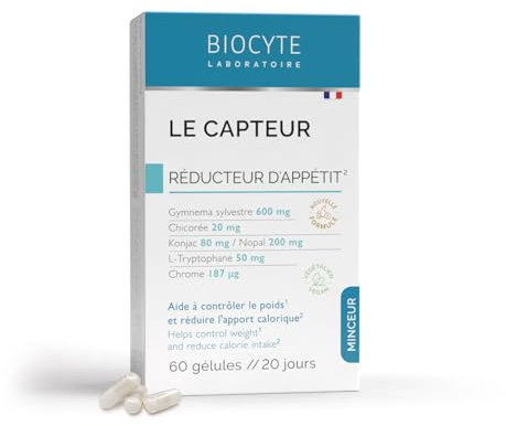 BIOCYTE Le Capteur - Complement Alimentaire Coupe Faim - Konjac, Gymnema Sylvestre, Chrome, Vitamine B1-60 gélules - Programme de 20 Jours