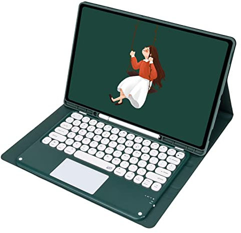 JZCZMCE Tastatur Hülle für Samsung Galaxy Tab S8 Plus/S7 FE/S7 Plus 12.4'' Tablet, Abnehmbare Kabellose Tastatur mit Touchpad, Soft Schutzhülle mit Pencil Halter,Dark Green