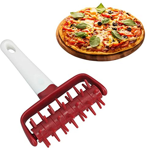 Pizza Dough Docker Roller Pizza Tool Set Pizza Making Accessories Prevent Blistering Dense Pizza Docking Tool for Make Dough, Pie Dough, Pie Crust, Pizzas (Red)
