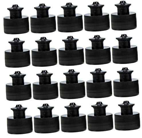BESTonZON Bouchons De Bouteille d'eau Sport Étanches 28 Mm PE Noir Lot de 20 Pièces Fonction Poussoir Tirette Remplacement Gourde Accessoires pour Usage Domestique Et Sportif