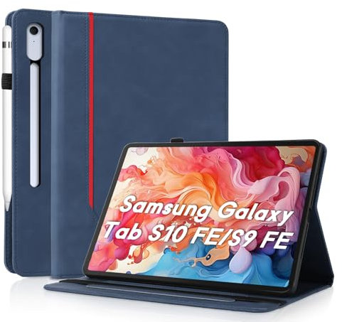 AsWant Custodia per Samsung Galaxy Tab S10 FE / S9 FE 10,9 Pollici, Ultra Sottile con Portapenna Galaxy Tab S10 FE Case Auto Sonno/Veglia, Blu