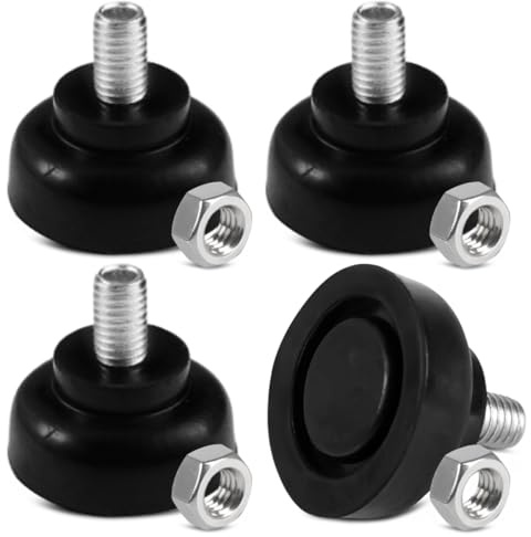 4 Stück M8×35 mm Gummifüße Schraubbar, Verstellbare Möbelfüße mit M8-Sechskantmutter Geliefert, Verstellschraube, Möbelfüße Verstellbar, Geeignet für Tische, Stühle, Schränke, Maschinen und Geräte