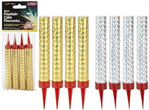 Sparkling Fountain Cake Candles, 10cm Gold, 4-Pack, Indoor Party Decorations