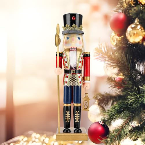 Lereke Nussknacker Soldat 35 cm, Weihnachten Holz Traditionelle Weihnachtsnussknacker Figuren, Klassisch Nussknacker Holzfigur Soldat Tischschmuck Ornamente für Weihnachtsfest Heimdekoratio