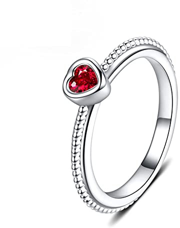 AITEKODVG Ringe mit Herzform Ruby Gemstone 925 Schmuckring für Frauen Hochzeitsversprechen