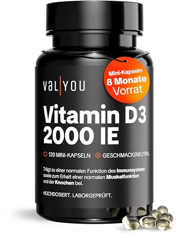 VALYOU Vitamin D3 2.000 IE - 120 Kapseln für 8 Monate - Laborgeprüft