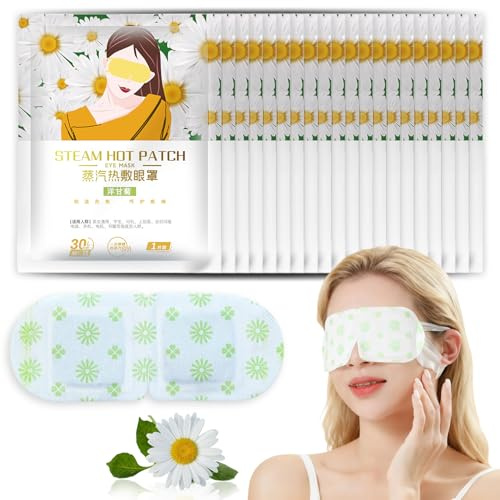 20 Pièces Masque Chauffant Yeux, Masque pour les Yeux à Vapeur | Masque Chauffant Vapeur Yeux, Chaude Steam Eye Mask Jetable, Relaxant Soulager le Stress, la Fatigue Oculaire(Camomille)