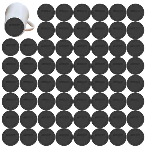 60Pcs Rubber Bottom for Tumbler, 2.2 Round Protective Anti-Slip Self-Adhesive Silicone Bottoms for Tumblers, Insulated Cup