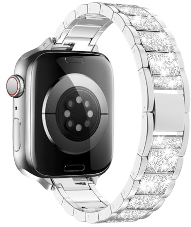 MoKo Bracelet de rechange, fin, en acier inoxydable, compatible avec Apple Watch Ultra/Ultra2 49 mm, Series 10/9/8/7/6/5/4/3/2/1/SE 42/44/45/46 mm