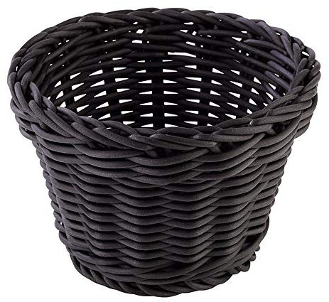APS Korb rund „Profi Line“, schwarzer Flechtkorb, Körbchen aus Polypropylen, Behältnis aus Flechtwerk, Brötchenkorb, Lebensmittelkorb, Durchmesser Ø 13 cm, Höhe 10 cm