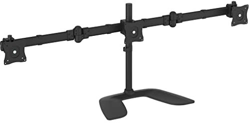 StarTech.com Triple Monitor Stand - Articulating - For Monitors 13” to 27” Adjustable VESA Computer Monitor Stand for 3 Monitor Setup - Steel - Black (ARMBARTRIO2)
