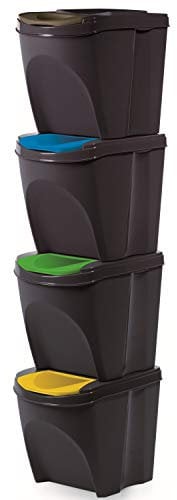 Mülleimern Sorti Box Mülltonne Müllsäcke Abfall Segregation (anthrazit, 4 x 20 L)