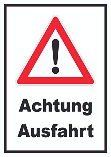 HB-Druck Achtung Ausfahrt Schild A5 Rückseite selbstklebend
