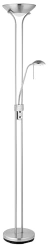 National Lighting Mother and Child Uplighter Floor Lamp with Reading Light - Satin Chrome Finish Floor Lamps for Living Room R7s/G9 Bulbs (Not Included)