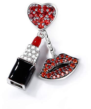GNOCE Rot Stein Lippenstift Charm Anhänger Mit Roten Lippen 925 Sterling Silber Begeisterung Perlen Charms mit Zirkonia für Armbänder Halsketten