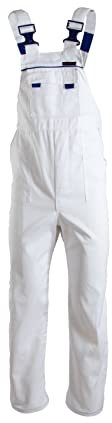 Max-Popular Latzhose Arbeitshose Gartenhose Handwerker KFZ Gärtner Mechaniker Malerhose Weiss (56)