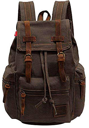 koolehaoda Mochila Vintage de Lona Mochila para Portátil de 17 Mochila de Senderismo Unisex Mochila de Viaje Mochila Tipo Casual -(L - Armygrün)