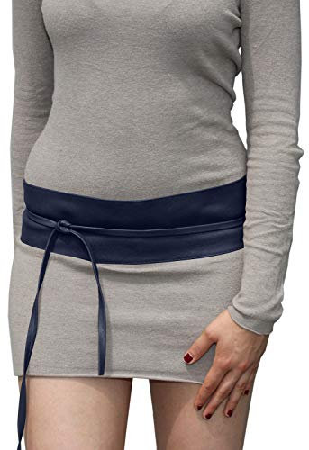 Best Emilie Damen Wickelgürtel in Lederoptik - vielen Farben - Hüftgürtel Taillengürtel Damen Gürtel - Einheitsgröße - Blau