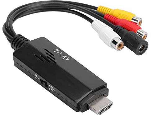 Bindpo HDMI a RCA/1080P HDMI a AV/3RCA Convertidor, Alta definición Divisor de Audio de vídeo, Adaptador Compuesto para TV/VHS/VCR/DVD/PAL/NTSC, Macho a Hembra