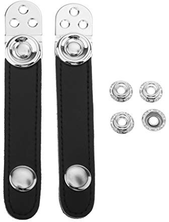 T TOOYFUL 2x Faltenbalghalter Riemen Akkordeon Faltenbalg Ersatzteile Riemen, Schwarzes Leder - Mittenabstand 8,6 cm