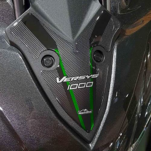 Resin Bike Adesivi Moto Compatibile con Kawasaki Versys 1000 Grand Tour 2017-2025. Protezione Frontale da Urti e Graffi. Adesivo 3D Resinato - Verde Effetto Metallizzato