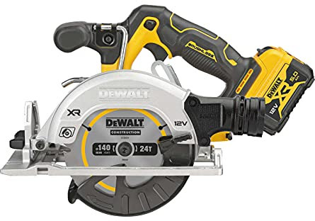 DeWalt Sega Circolare Brushless XR 12V 140mm con 2 batterie Li-Ion 5Ah, Multicolore