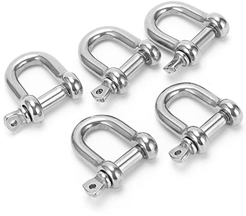 D Schäkel, 5 STÜCKE M18 Schraubstift Ankerschäkel mit Schraubstift Edelstahl 304 Heavy Duty D Ring Schäkel für Ketten Drahtseil Heben