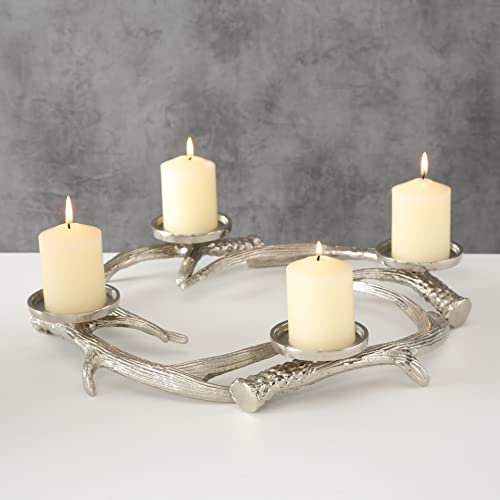 mucHome Kerzenleuchter Adventskranz Geweih Ø45cm Silber Aluminium