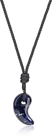 COAI Geschenkideen Unisex Glückskette Japanische Magatama Kommaförmige Horn Anhänger aus Sodalith