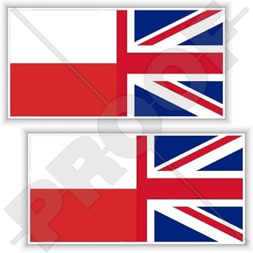 2 adesivi per paraurti in vinile con bandiera polacco-britannica Union Jack, Regno Unito, 110 mm, 2 adesivi per paraurti