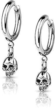 beyoutifulthings 1 Paar Damen Creolen Ohr-Hänger Totenkopf-Anhänger Ohr-ringe Ohr-stecker Ohringe Silber
