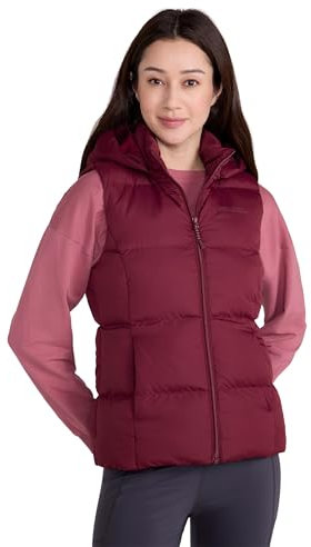 Mountain Warehouse Astral Womens Padded Gilet - Water Resistant Ladies Bodywarmer, Detachable Hood Vest, Microfibre Insulation - Best for Outdoors, Sports, Gym, Spring Summer Dark Red Women's Size 12