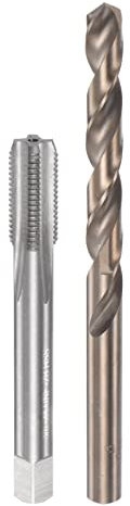sourcing map Jeu de tarauds et embouts, 3/8-24 UNF 2B Taraud de fraisage à cannelure droite, 8,5 mm M35 en acier rapide (HSS-CO)